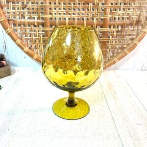 Vintage green glass pedestal vase italian mid century decor